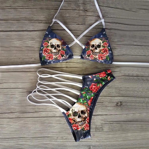 Just Love Skulls Cut Out Bikini Set Just Love Skulls Cut Out Bikini Set