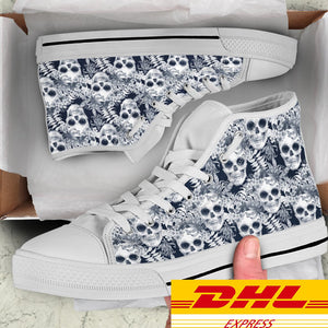 Hibiscus Palm Skull Women's High Top Shoes