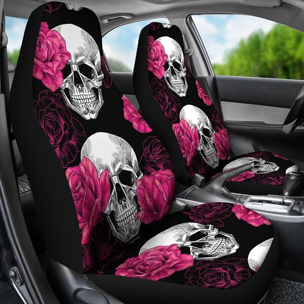 Until My Last Breath Car Seat Covers Custom Floral Girl Skull Car Acce