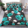 Turquoise Rose Skull Bedding