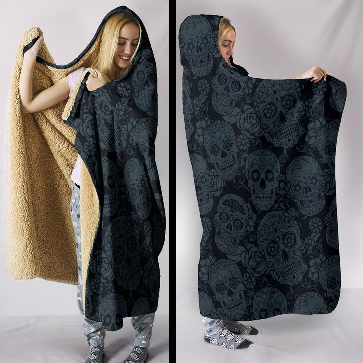 Sugar Skull Hooded Blanket