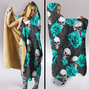Turquoise Skull Hooded Blanket