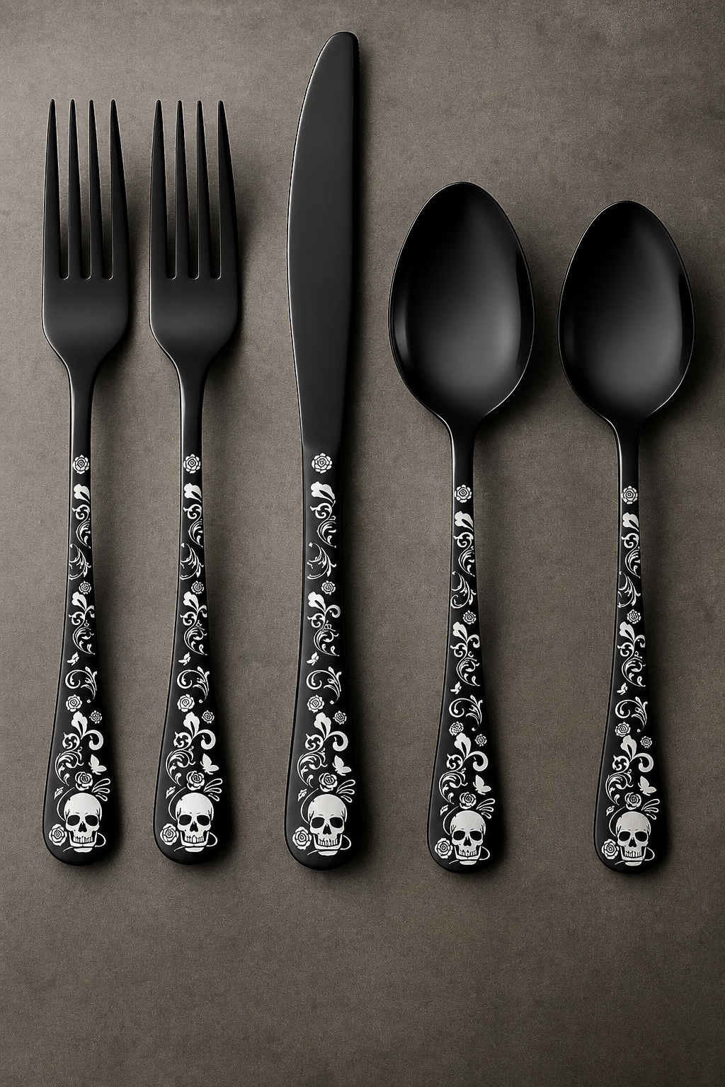 Just Love Skulls Black Silverware Set