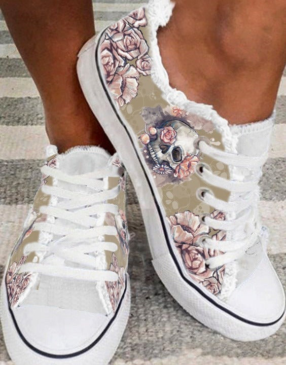 Just Love Skulls Floral Shoes