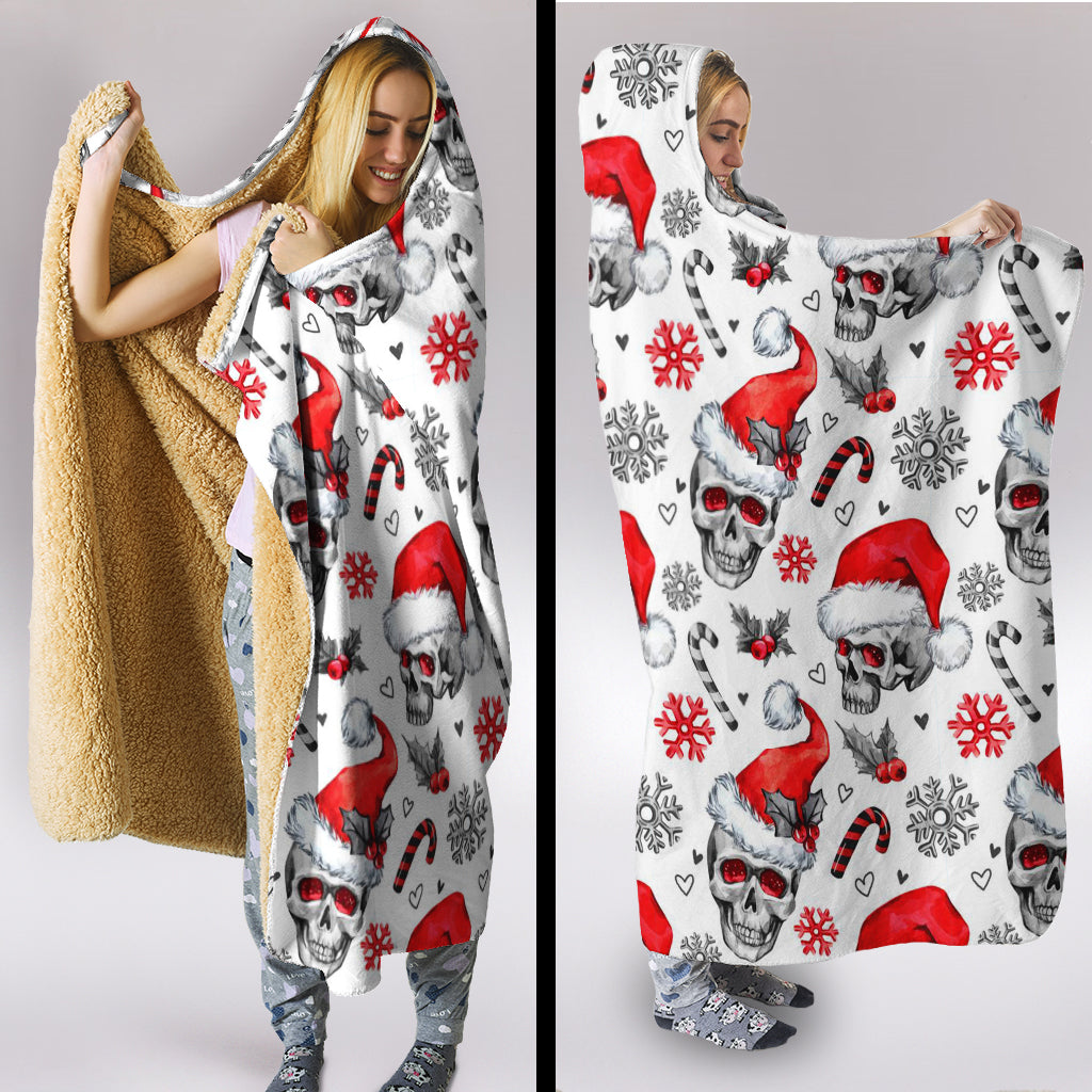 Just Love Skulls Xmas Hooded Blanket