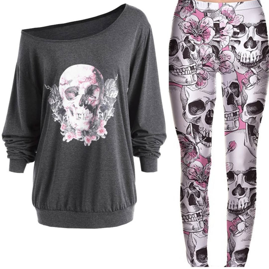 Grey Floral Skulls & Roses Outfit