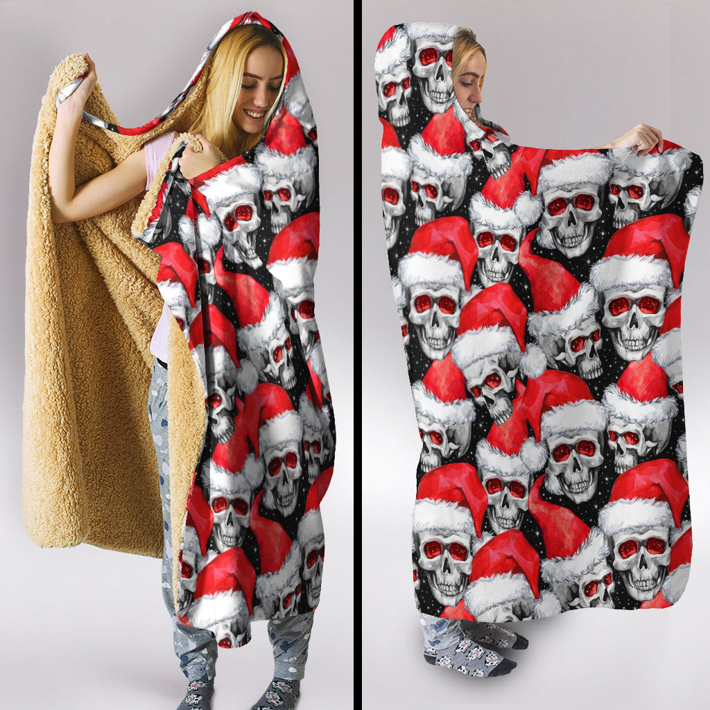 Just Love Skulls Black Xmas Hooded Blanket