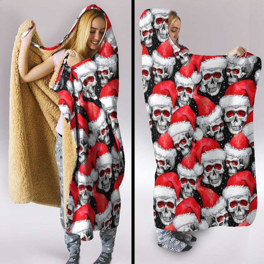 Just Love Skulls Black Xmas Hooded Blanket