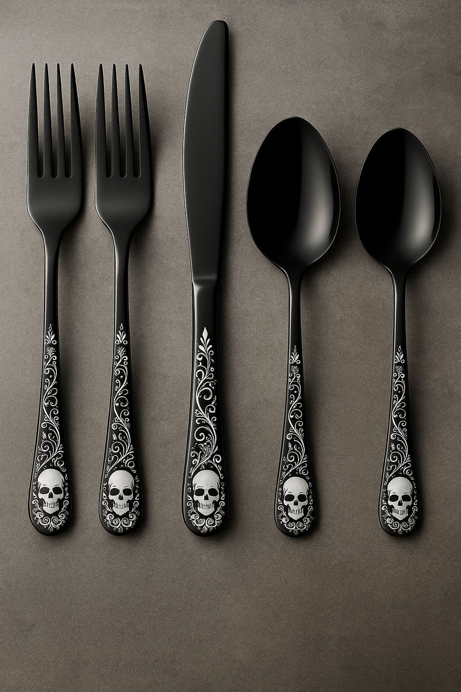 Just Love Skulls Black Silverware Set