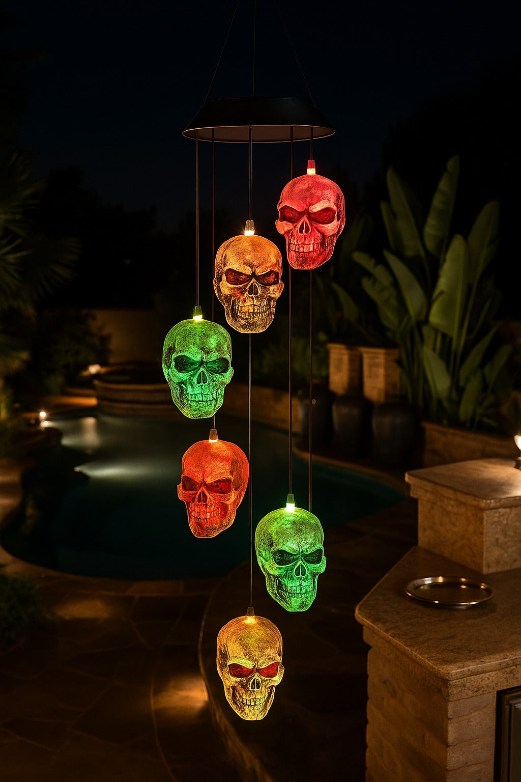 Just Love Skulls Wind Chimes Lights