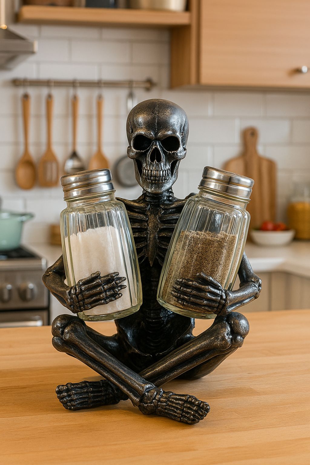 Skeleton Salt Pepper Shakers Holder