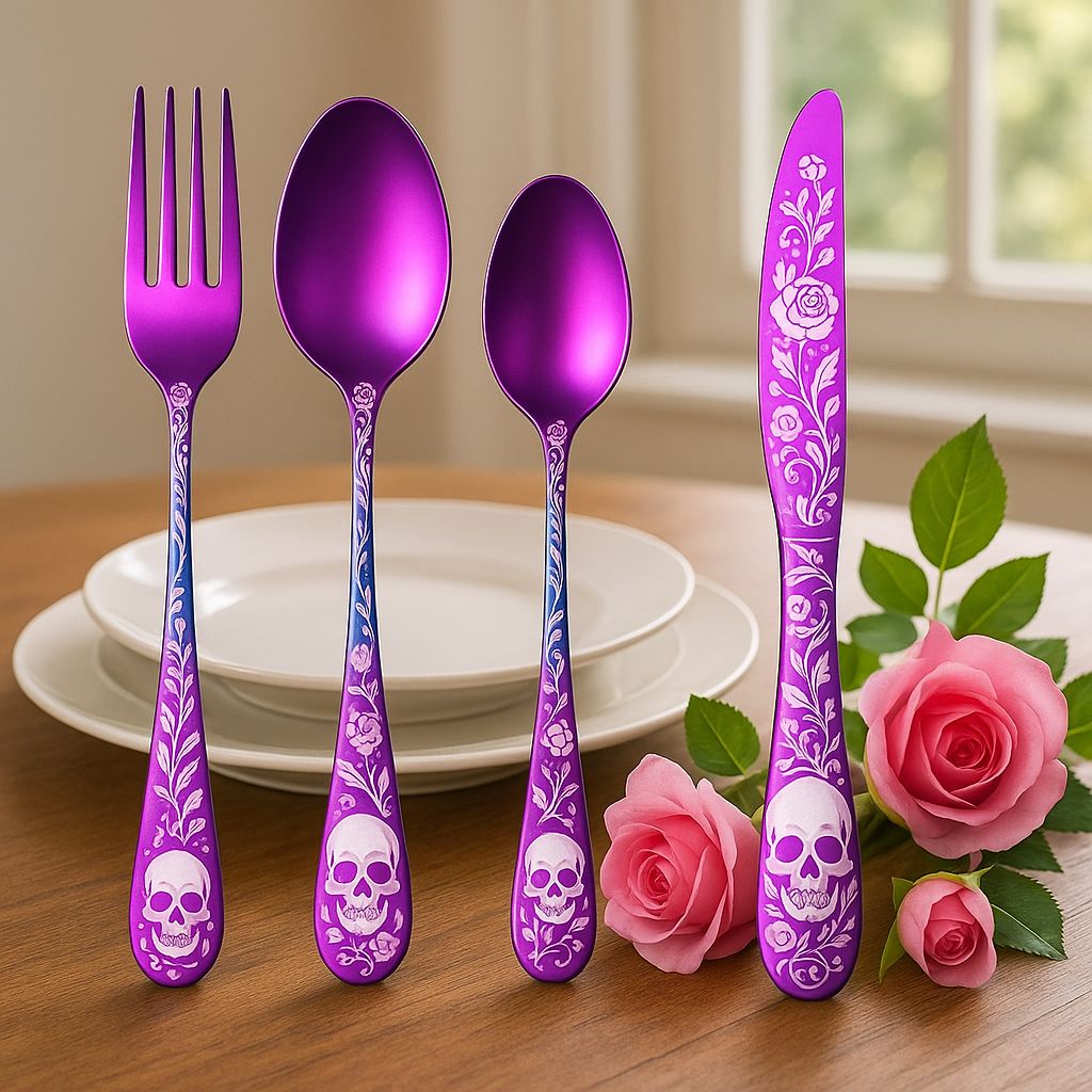 Just Love Skulls Rainbow Silverware Set