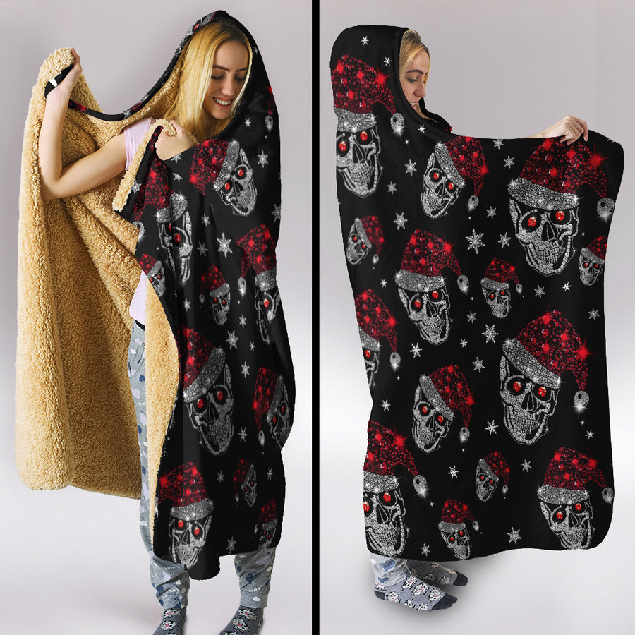 Santa Skull Xmas Hooded Blanket