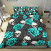 Turquoise Rose Skull Bedding