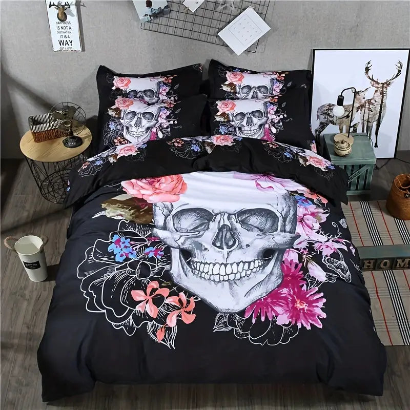 Floral Skull Bedding Set
