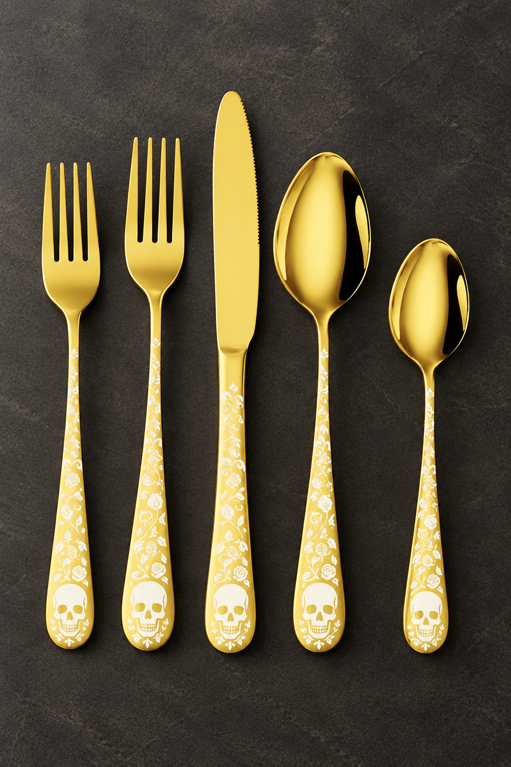 Just Love Skulls Gold Silverware Set