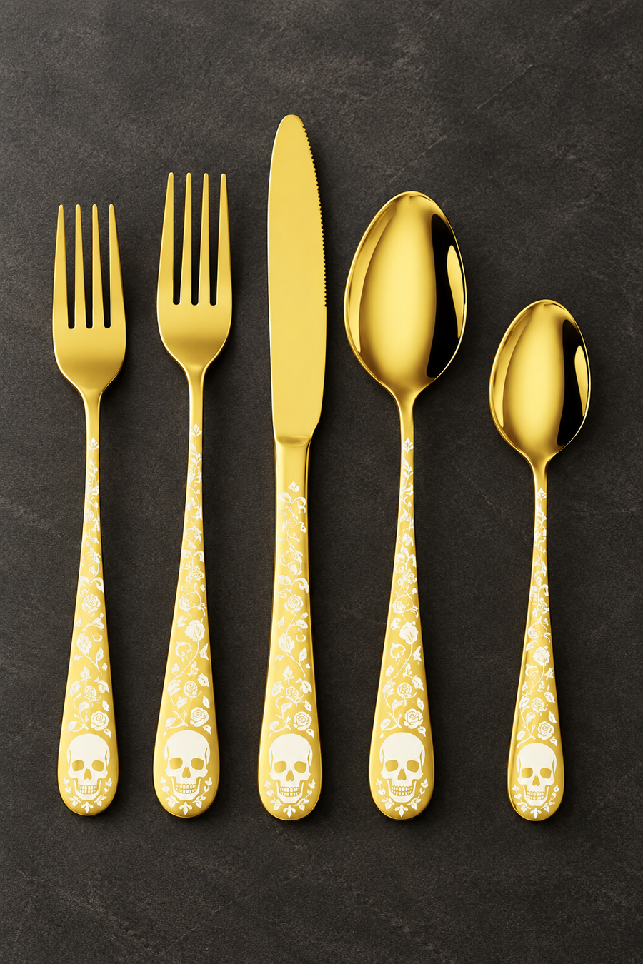 Just Love Skulls Gold Silverware Set