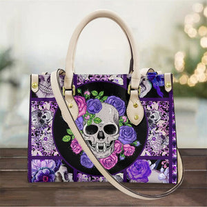 Just Love Skulls Shoulder Handbag - Purple Flower Edition