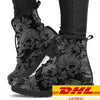 Grey Flower Skulls Women's Boots