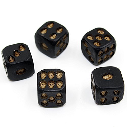 Set of 5 Pcs Black Skull Dice