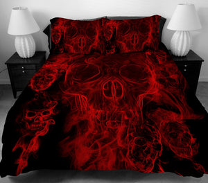 Red Shadow Skull Bedding