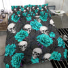 Turquoise Rose Skull Bedding