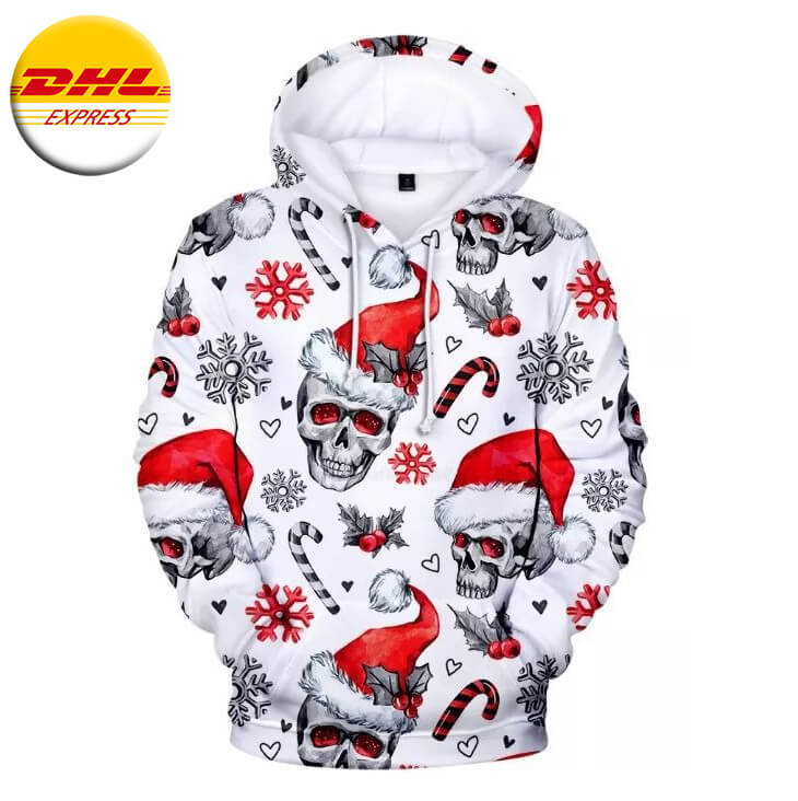 Christmas Skull Hoodie US unisex size