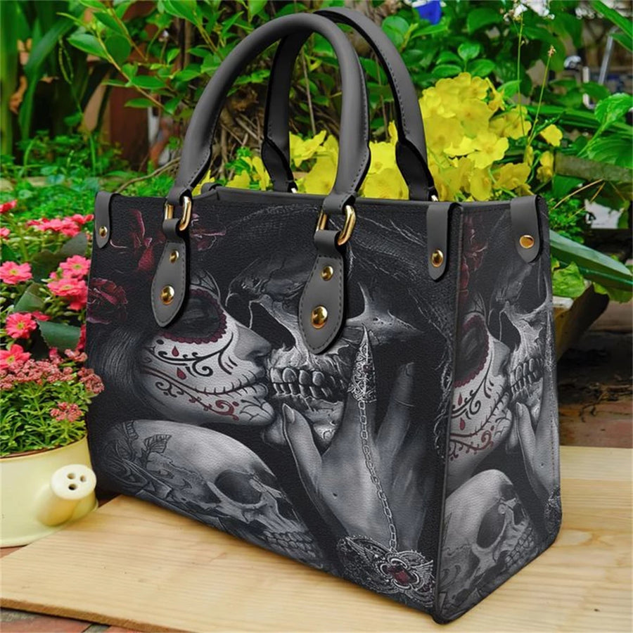 3D Bags Black Suede Skull Cross Body Shoulder Bag Mini Handle Handbags