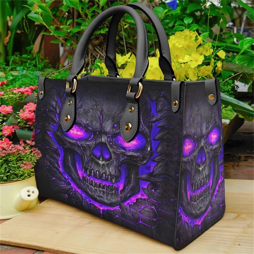 Leather top skull purse
