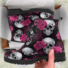 Pink Floral Skull Boots