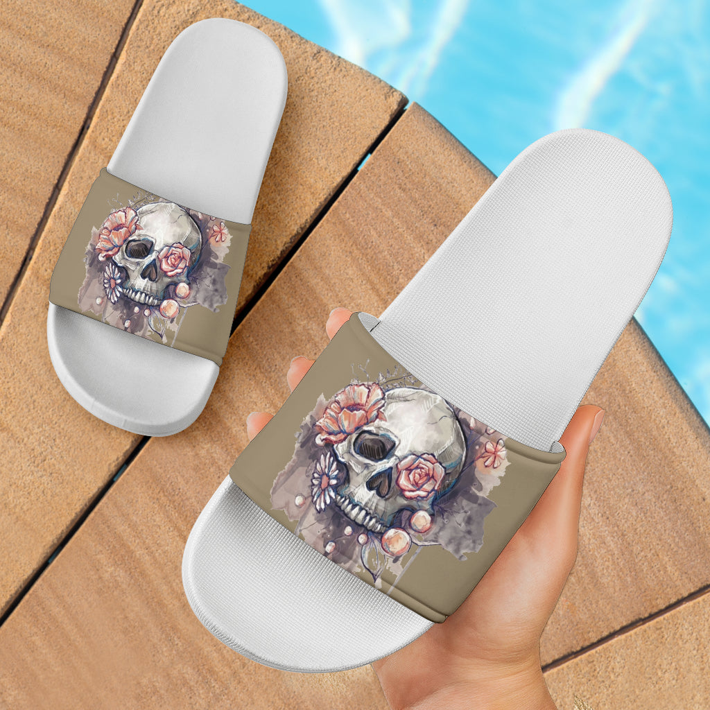 Floral Skull Slide Sandals