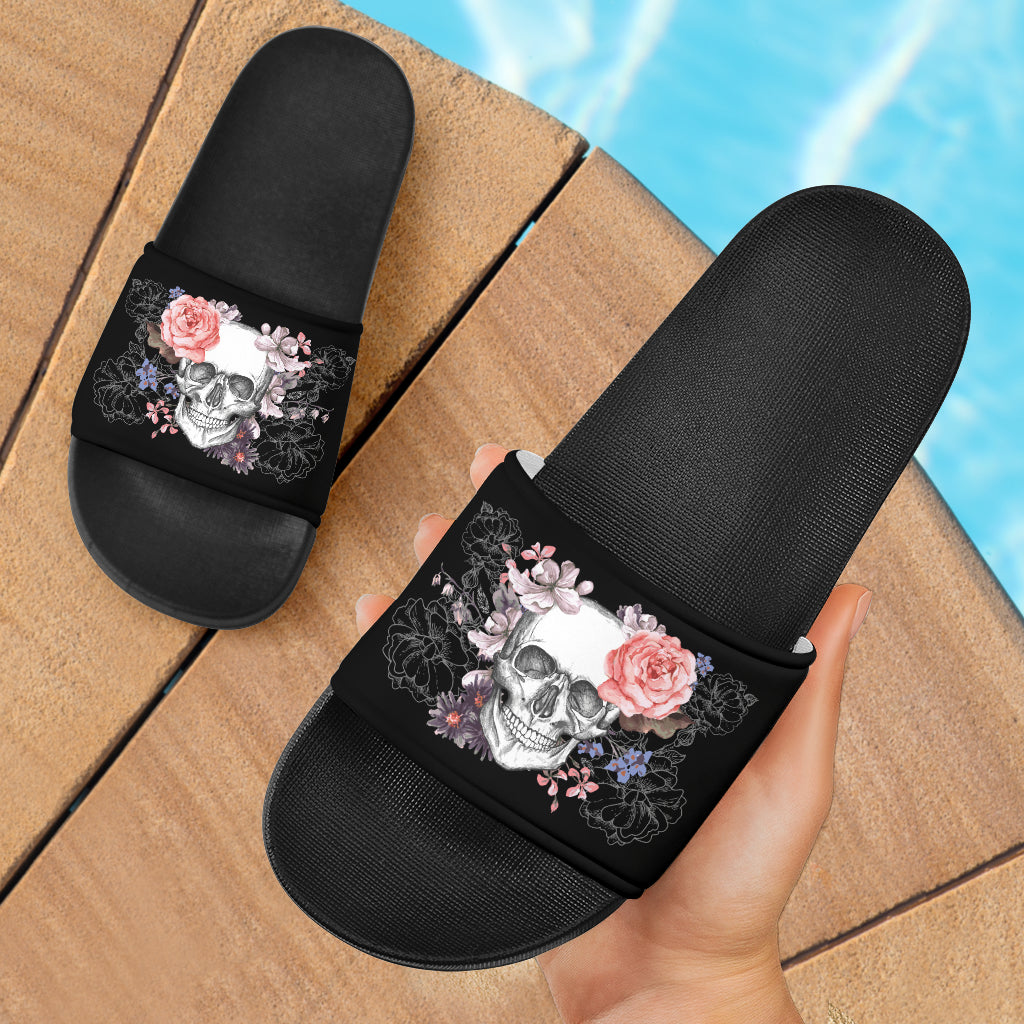 Roses Skull Slide Sandals