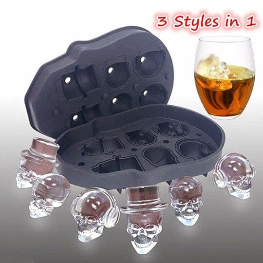 3D Skull Flexible ice Cube Tray 6PC